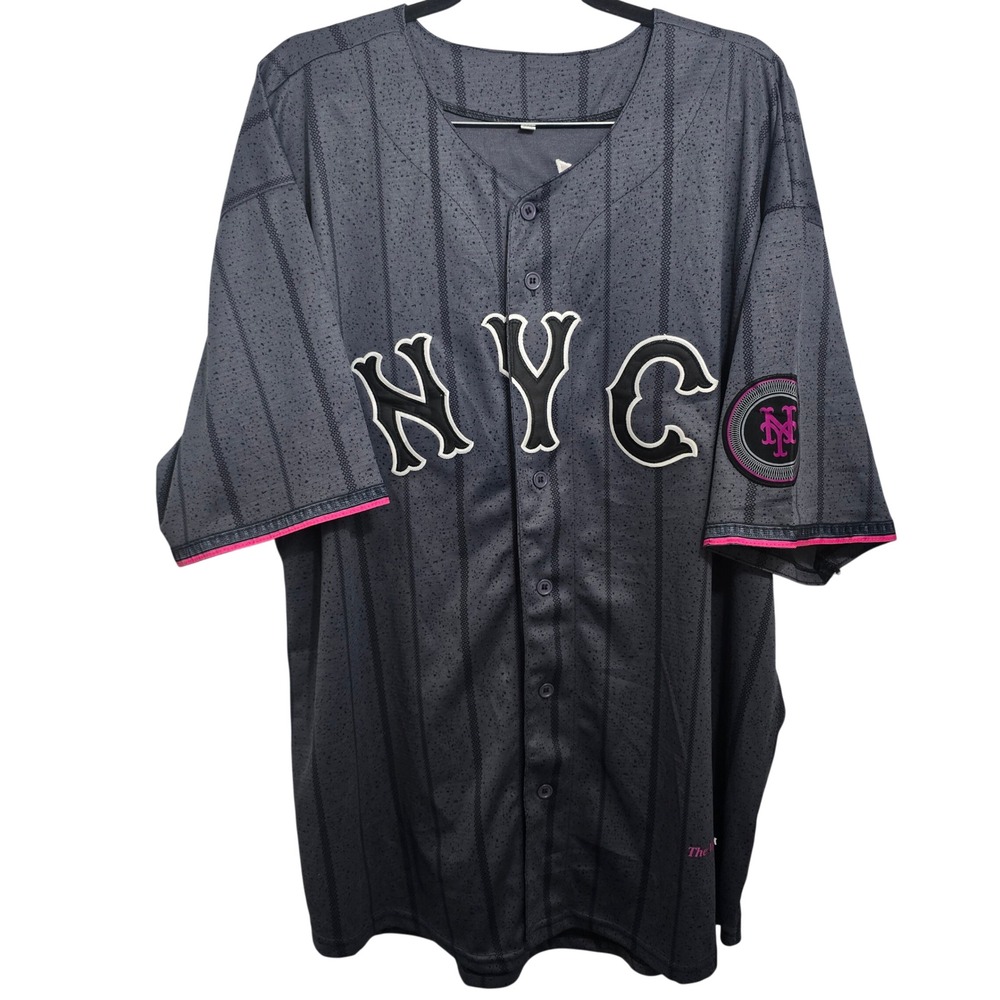 Edwin Diaz #39 New York Mets NYC Baseball Jersey Grey Pink Pinstripe Mens XL